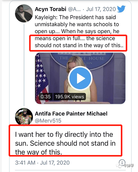 白宫女发言人声称＂科学不应阻碍复课＂ 结果翻