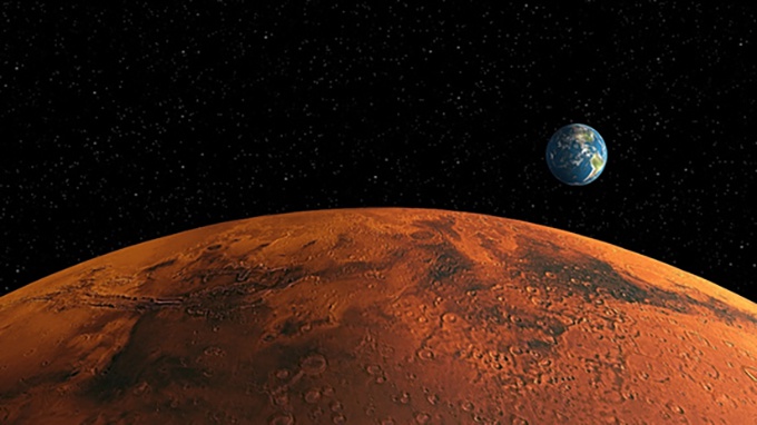 从火星上眺望地球的情景 图片来源:nasa