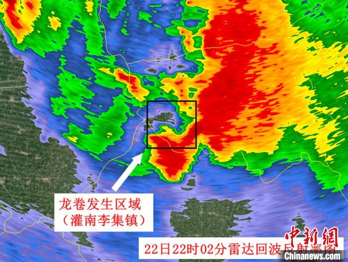 图为当地气象部门复原的龙卷风路径图。气象部门 供图