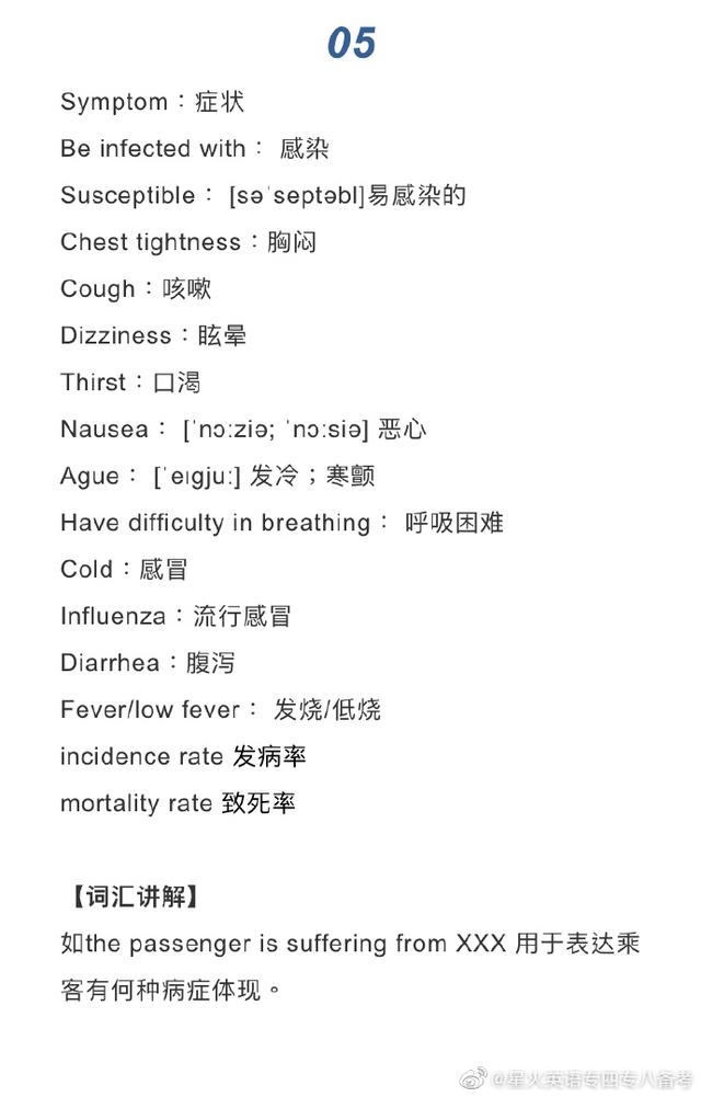 新冠相关的词汇例句英文版