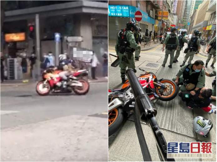 警员将暴徒制服(图片来源:香港《星岛日报》)