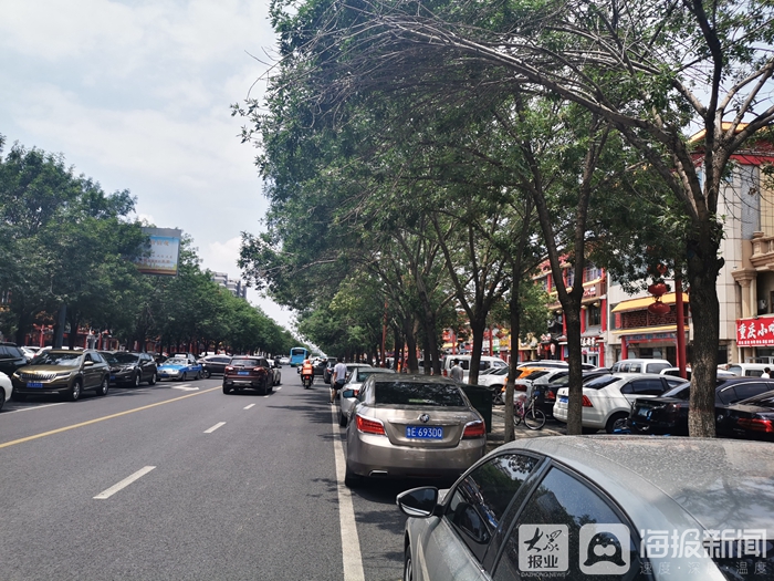 东营市运河路成“停车场” 自行车无路可走只能与汽车抢道
