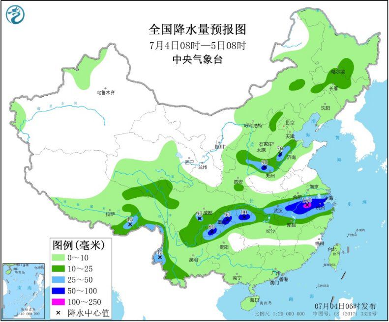 华北东北等地多对流性天气江苏上海等地有大到暴雨