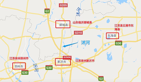 沭河起源于山东省沂山南麓,纵贯山东郯城等县,南流入江苏徐州新沂市。