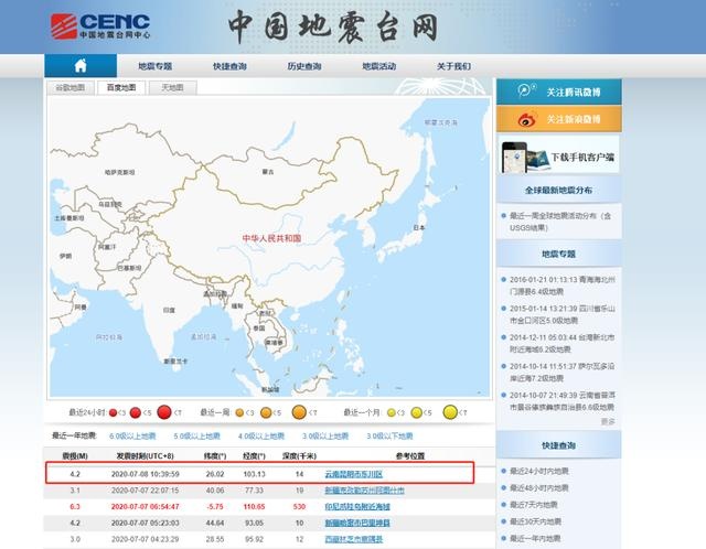 突发!昆明市东川区发生4.2级地震 嵩明震感强烈 网友:床都在摇