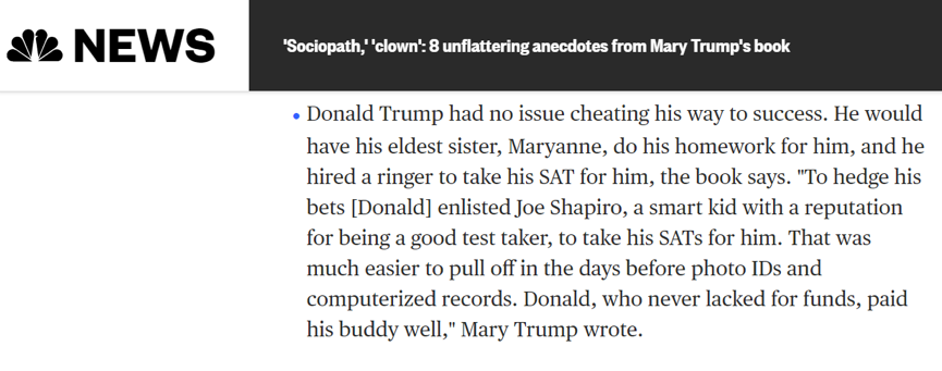 特朗普被爆高考“替考”！