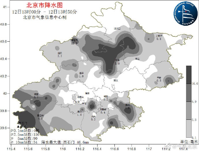 目前北京强降雨集中在大兴和通州一带