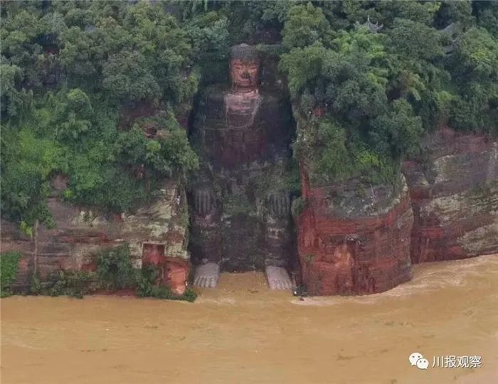 1949年来首次水淹到乐山大佛脚趾