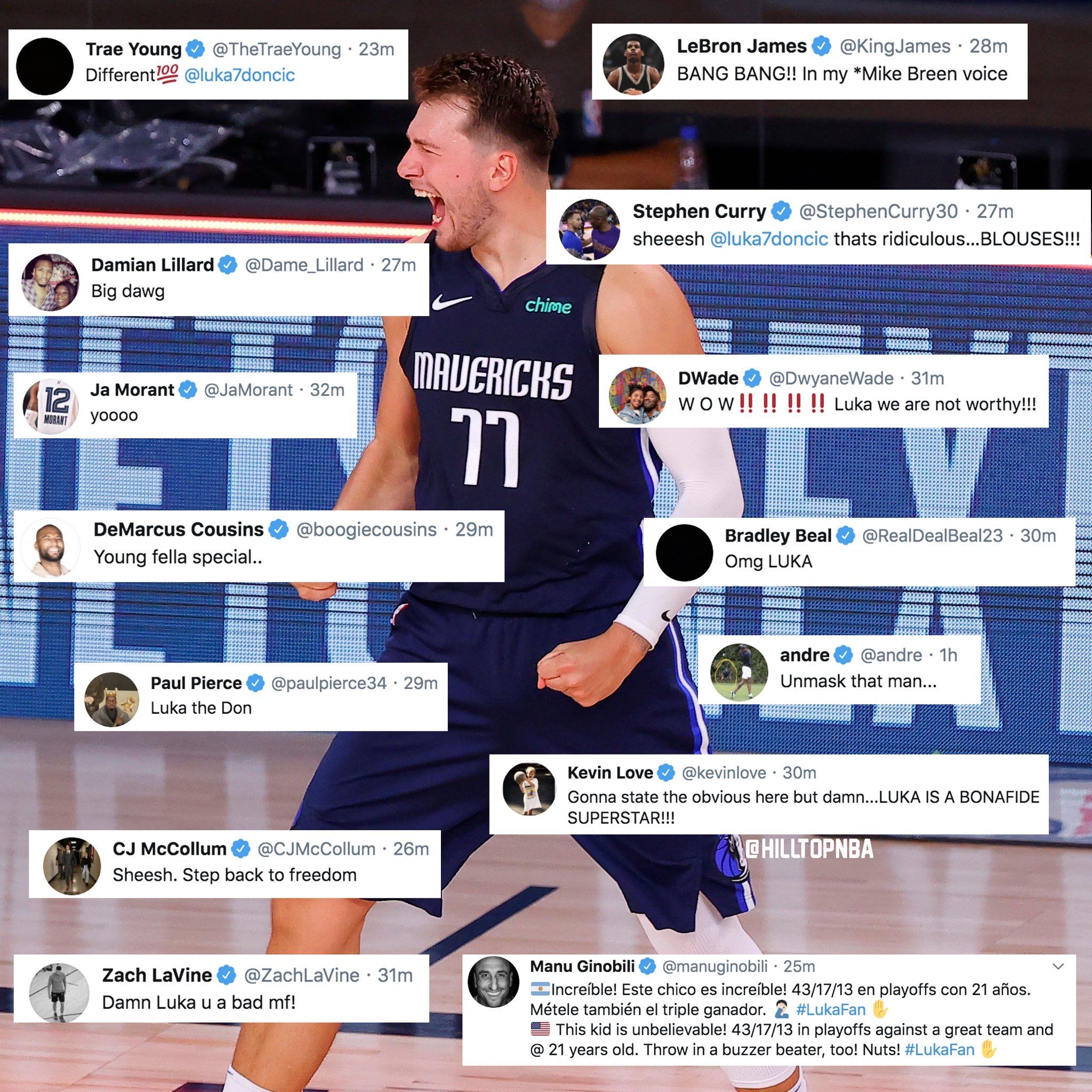 NBA众星献上赞词。图/社交媒体