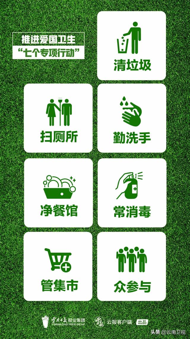 爱国卫生"7个专项行动"常消毒,管集市,众参与""清垃圾,扫厕所,勤洗手