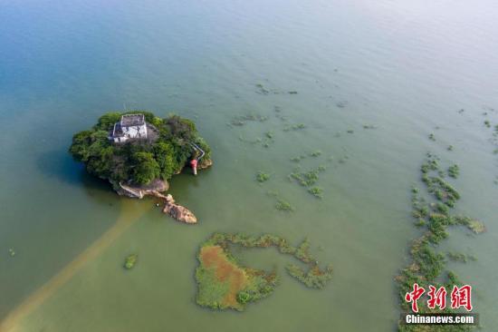 资料图:无人机拍摄的洪水中的江西鄱阳湖都昌印山。中新社发 傅建斌 摄