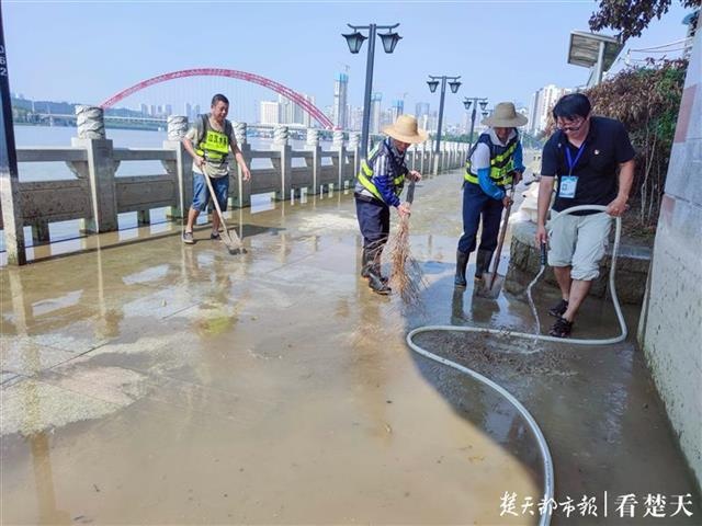 洪水回落,汉口龙王庙观景大道已清淤