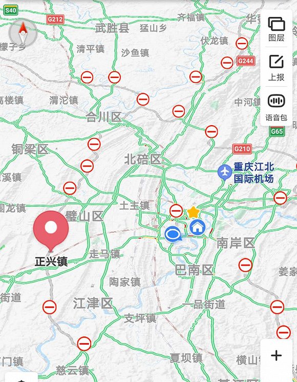 百度地图截图目前,重庆已形成以"江北国际机场为龙头,黔江机场,巫山