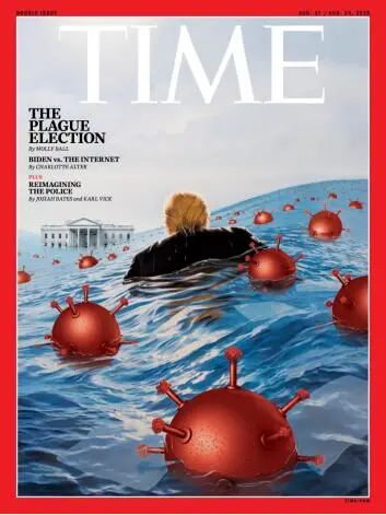 《时代》周刊新封面:新冠病毒“水淹”白宫,特朗普被包围!