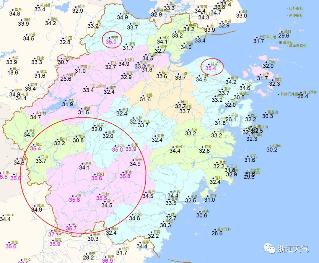 ▲08日最高气温图(单元:℃)