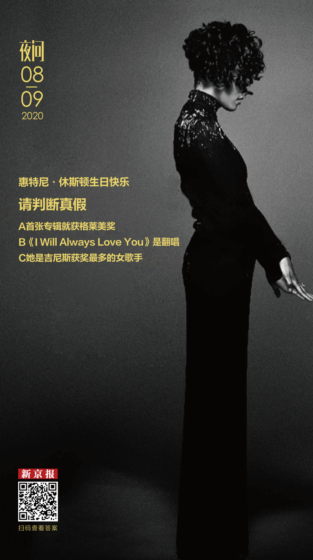 最著名的歌是翻唱,但惠特尼本身就是奇迹丨夜问