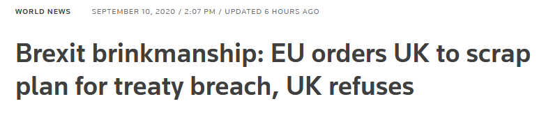 英国拒撤内部市场法案 欧盟发最后通牒