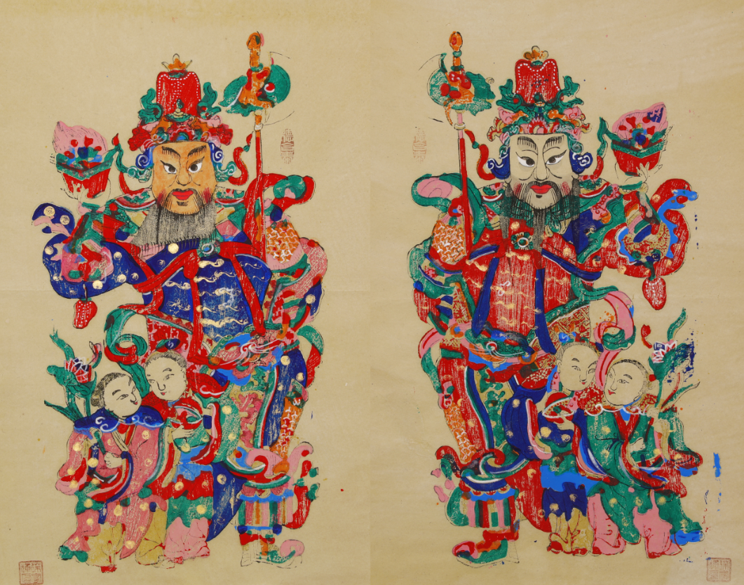 梁平年画《立斧门神》
