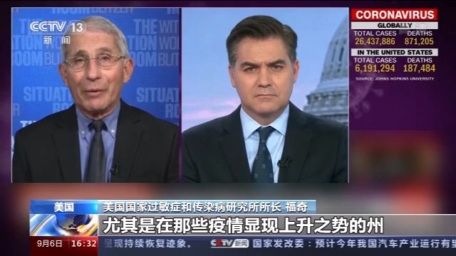 福奇:疫情仍严峻 美国多个州阳性率上升