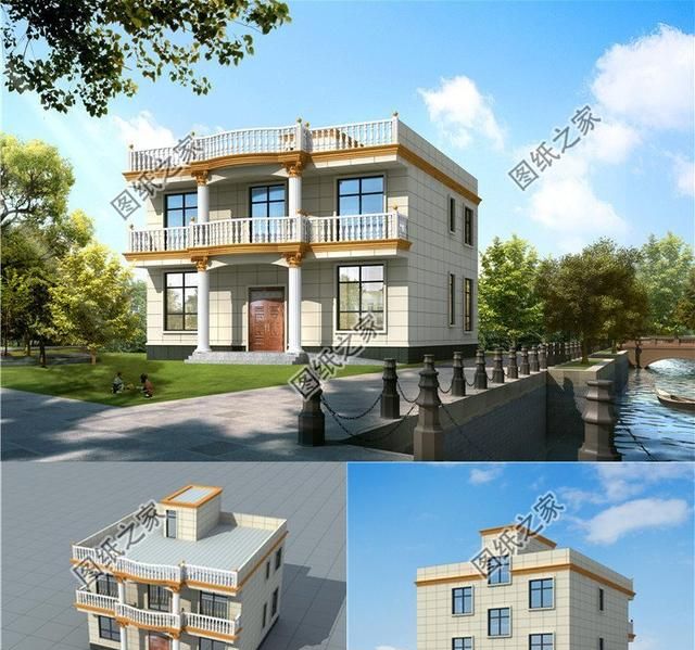 乡村3开间平屋顶的自建房屋,平顶不好看?那是你没找对