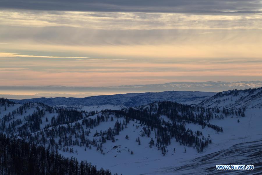 Photo taken on Jan. 11, 2021 shows the snow scenery in Kanas, northwest China's Xinjiang Uygur Autonomous Region. (Xinhua/Sadat)