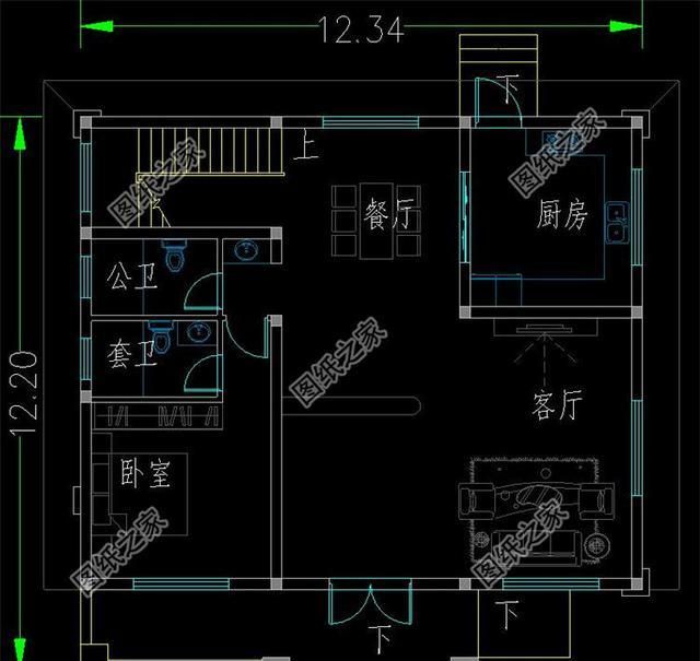 占地12米×12米建房设计图,带露台设计,农村建房就盖这样的户型