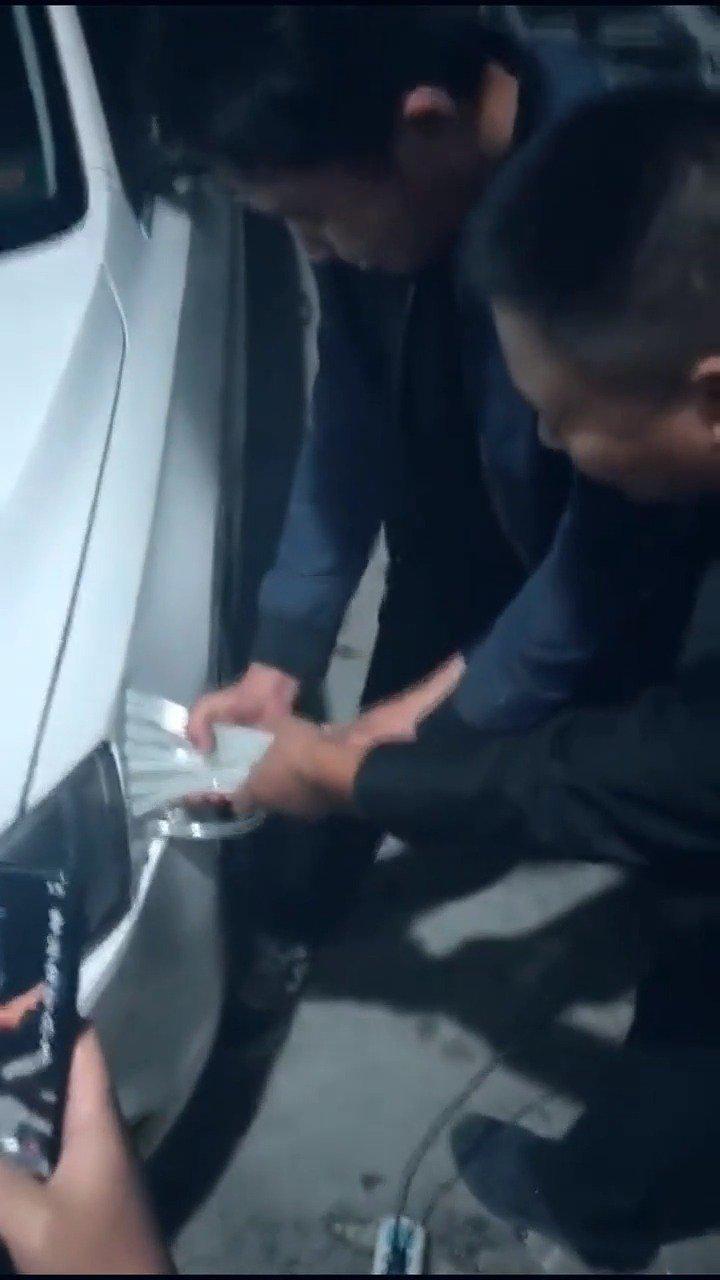 汽车外壳凹陷，用了网上的办法，没想到有意外效果！