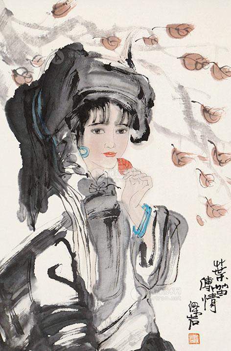 中国水墨人物画的领军人物梁岩水墨美女作品欣赏