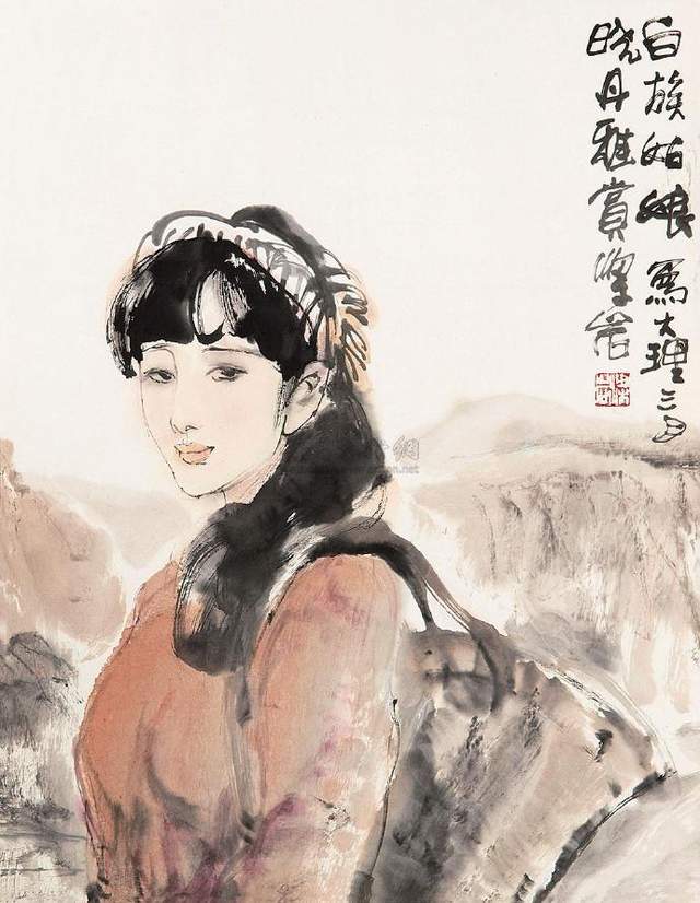 中国水墨人物画的领军人物梁岩水墨美女作品欣赏