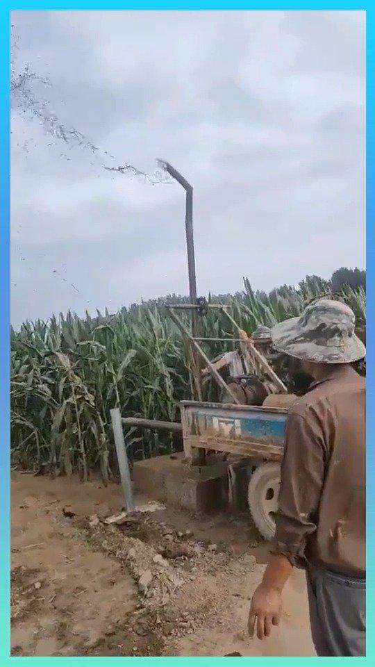 老式柴油发动机，安装涡轮增压，成了抽水的神器