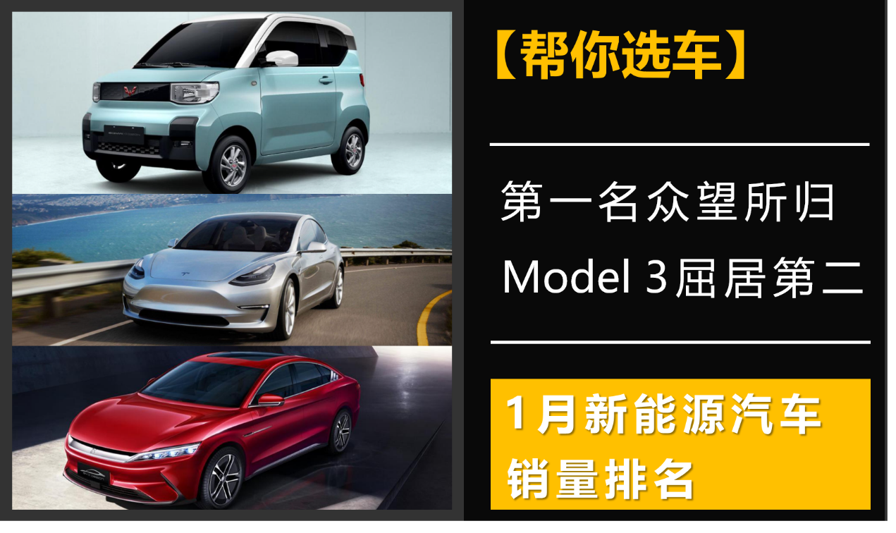 第1名众望所归，Model 3屈居第2，新能源汽车1月销量