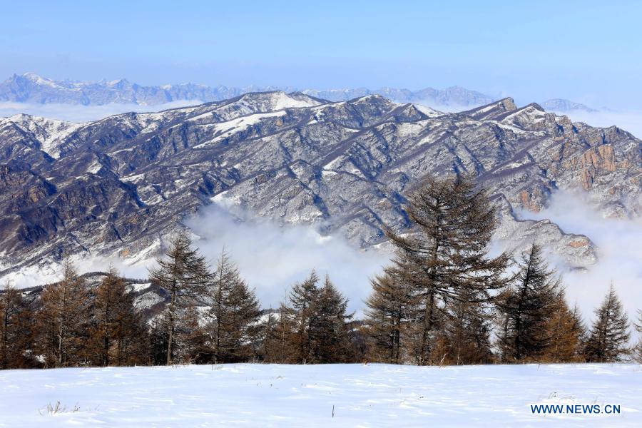 Photo taken on March 1, 2021 shows the scenery of Tuoliang scenic area in Pingshan County, north China's Hebei Province. (Photo by Xu Jianyuan/Xinhua)