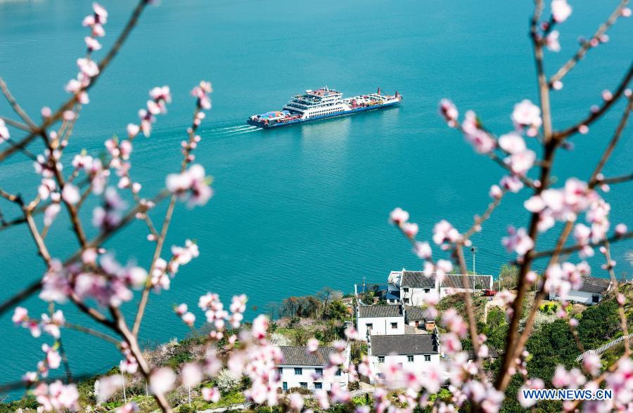 Photo taken on March 3, 2021 shows scenery along the section of Yangtze River in Zigui County, central China's Hubei Province. (Photo by Zheng Jiayu/Xinhua)