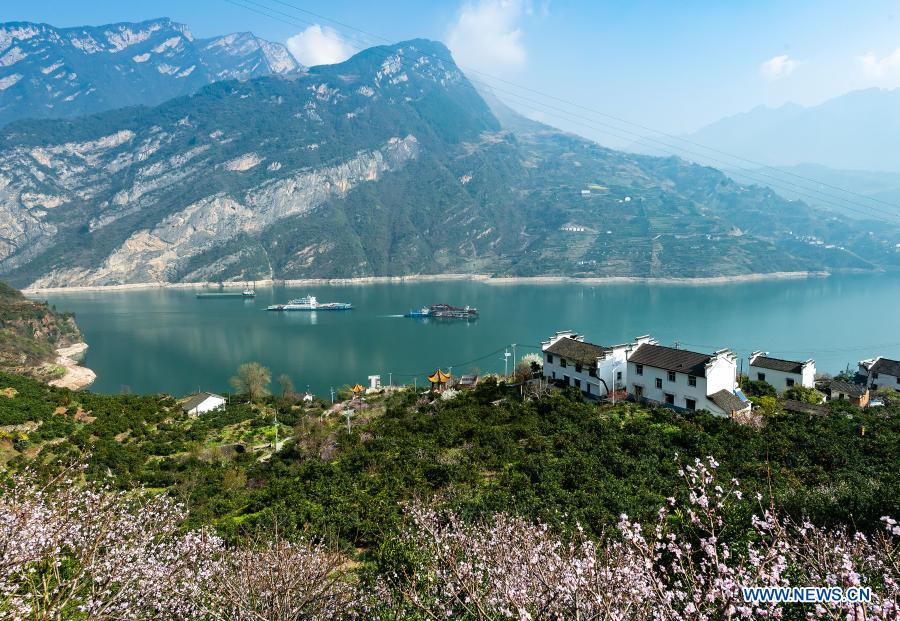 Photo taken on March 3, 2021 shows scenery along the section of Yangtze River in Zigui County, central China's Hubei Province. (Photo by Zheng Jiayu/Xinhua)