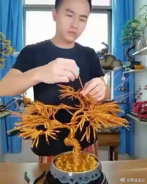用铜线制作盆景树