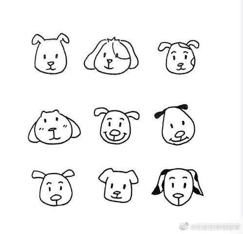 网上一组可可爱爱的动物头像简笔画
