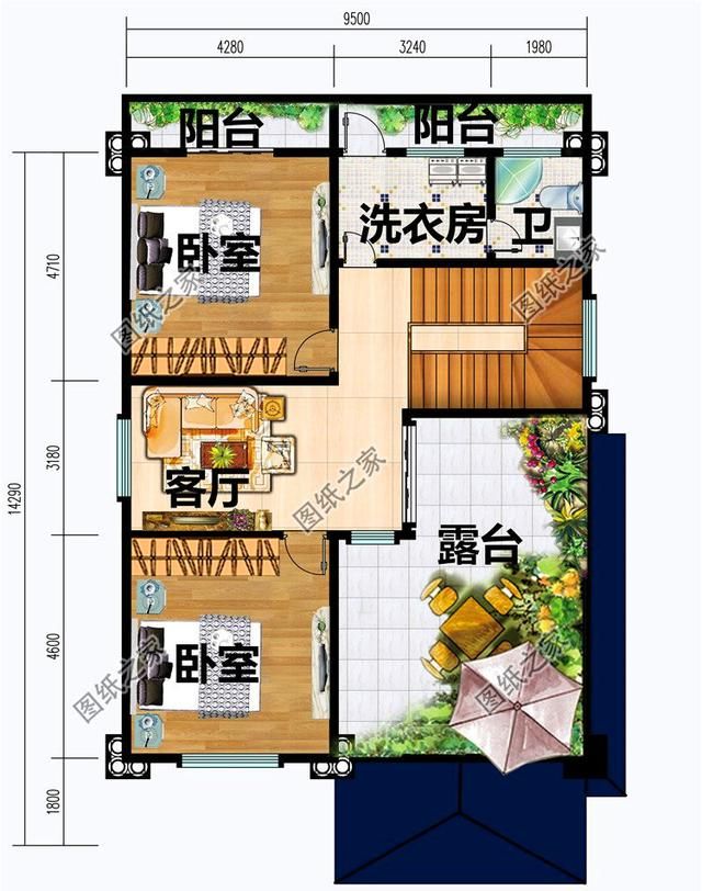 100平方米的别墅设计图,110平方二层别墅设计图 户型二:农村三层别墅设计图,占地100平米左右,带露台设计