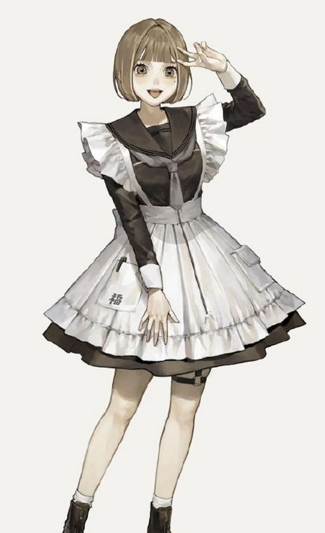 画师绘制可爱女仆粉毛双马尾超可爱白丝丸子头有点小恶魔性格