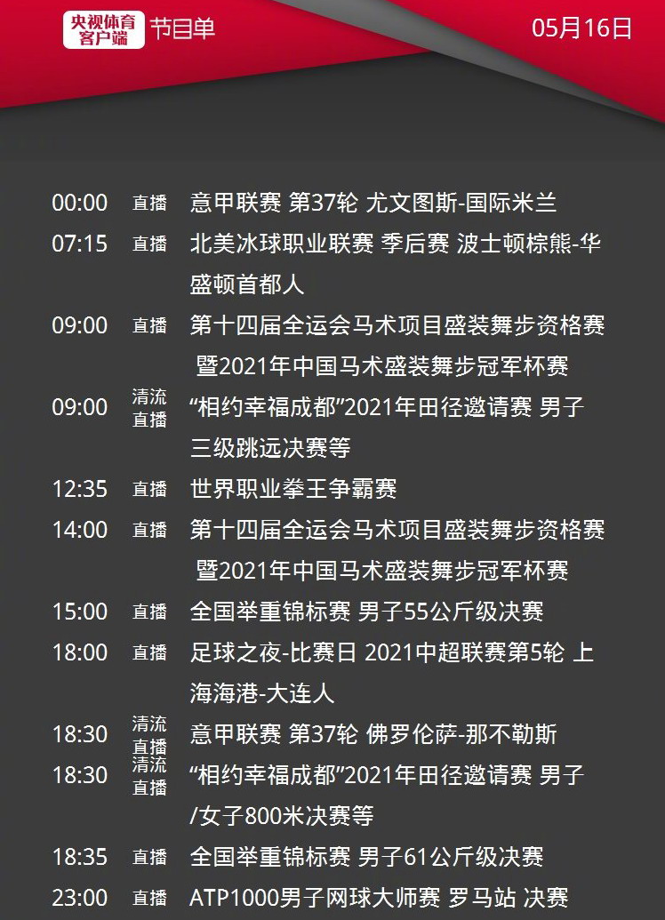 cctv5直播拳击，app中超上海海港vs大连人意甲那不勒斯PK紫百合
