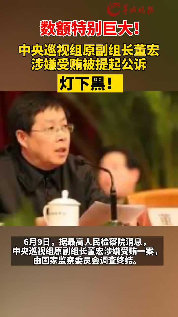 数额特别巨大!中央巡视组原副组长董宏被提起公诉