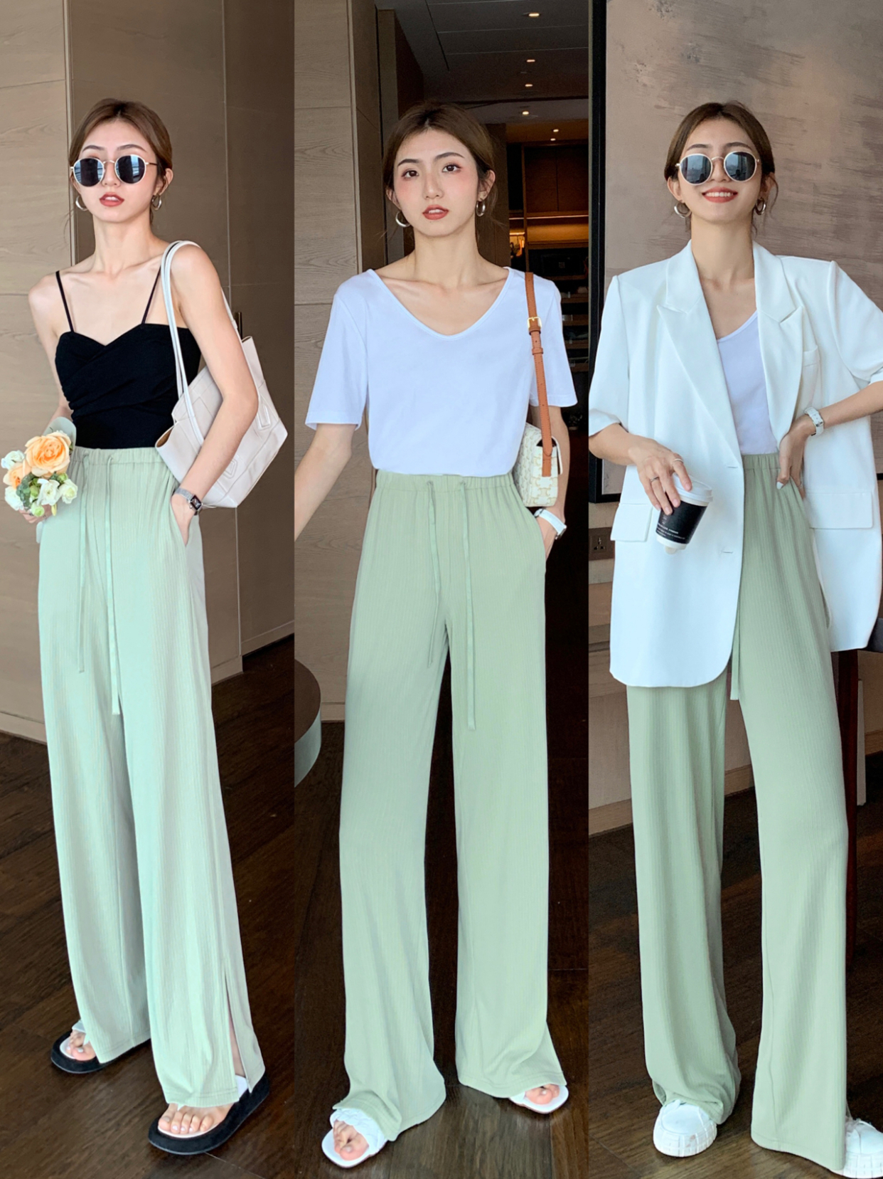 夏天，“阔腿裤”更时髦的搭配方式，洋气时髦又不挑人