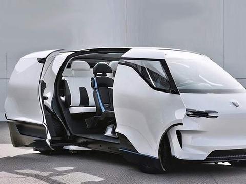 保时捷打造的新款MPV概念车，侧滑门，中置方向盘，1+2+3座椅