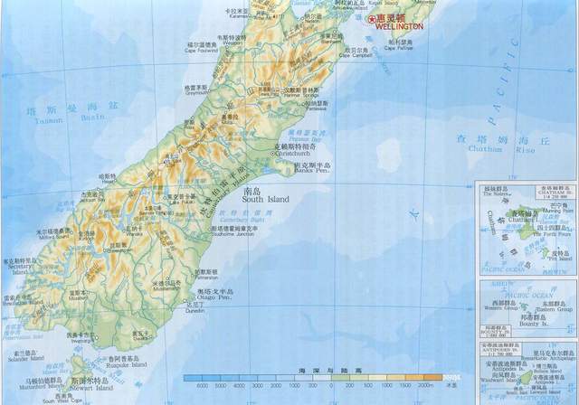 新西兰南岛地形图