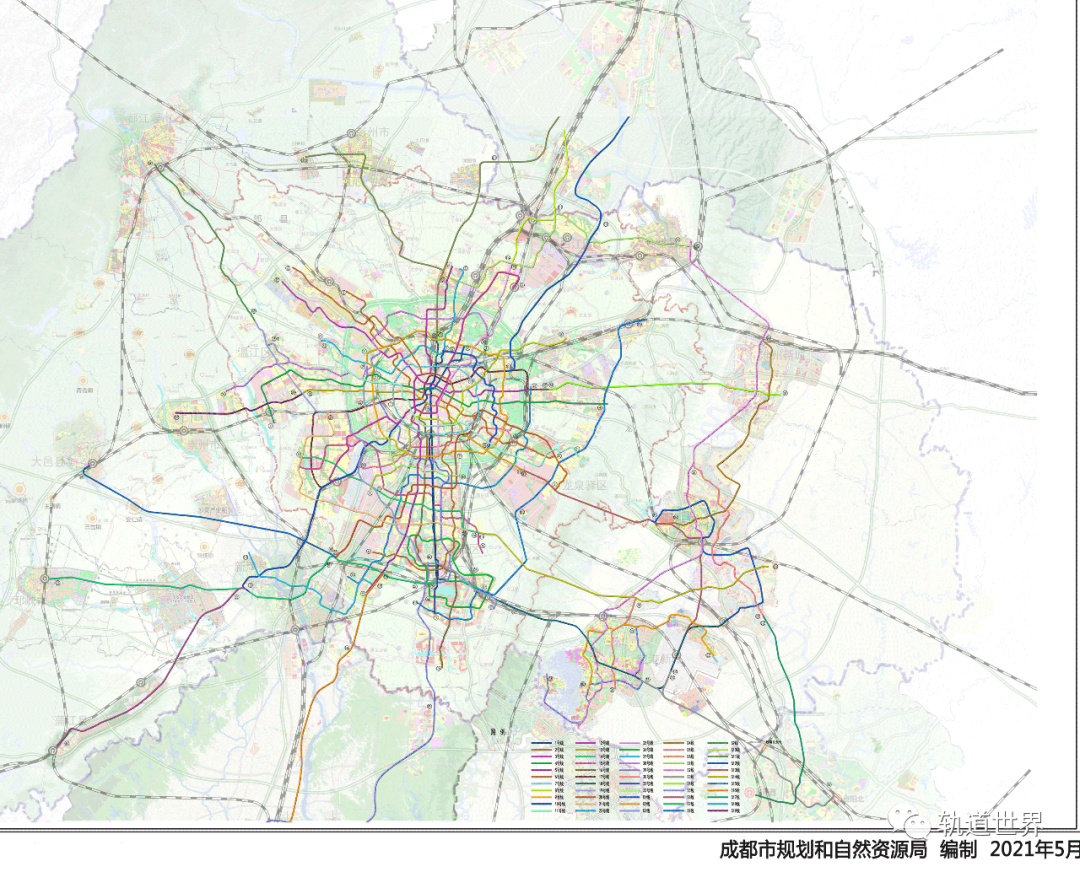远景55条线成都市城市轨道交通线网规划2021版公布图