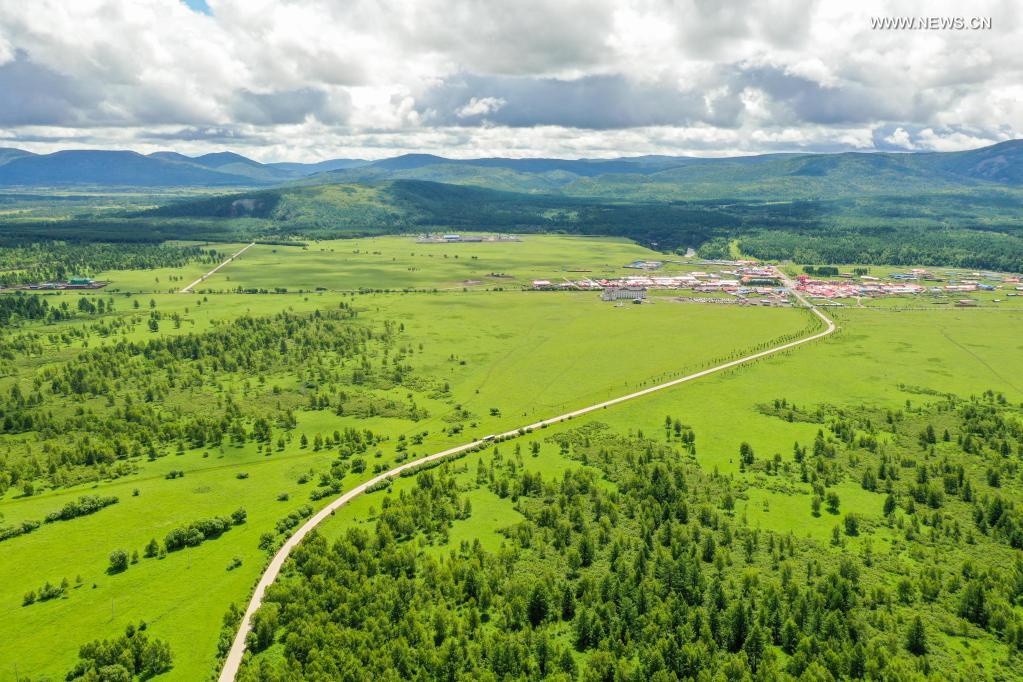 Aerial photo taken on July 14, 2021 shows a view of the Arxan National Forest Park, north China's Inner Mongolia Autonomous Region. (Xinhua/Peng Yuan)