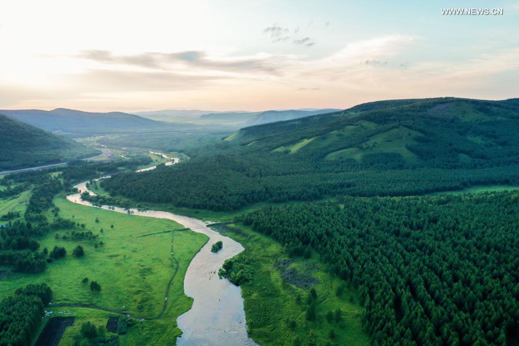 Aerial photo taken on July 14, 2021 shows a view of the Arxan National Forest Park, north China's Inner Mongolia Autonomous Region. (Xinhua/Peng Yuan)