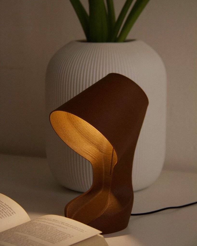 Table lamp 3D printed with orange peel: a practitioner of environmentally friendly life