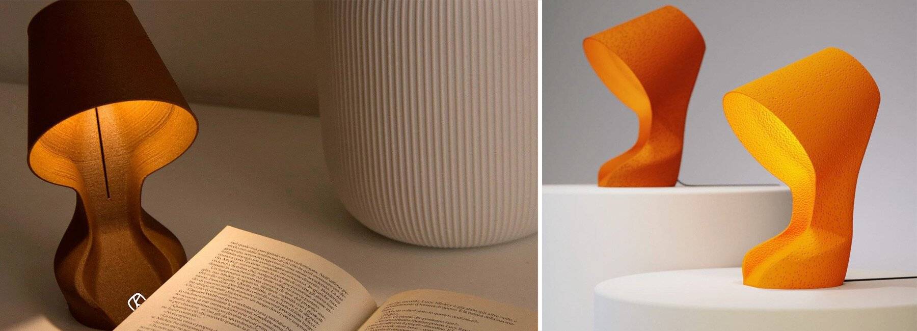 Table lamp 3D printed with orange peel: a practitioner of environmentally friendly life