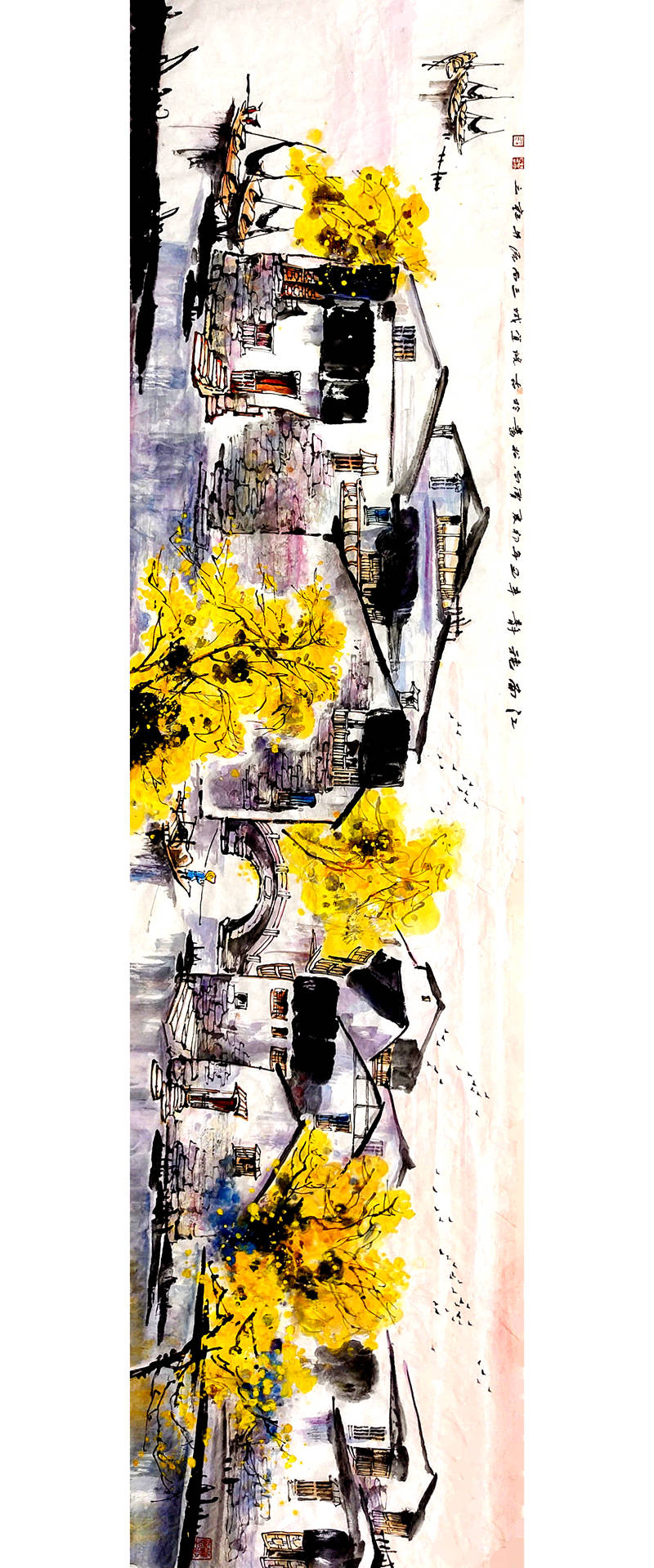 烟雨遥碧波莹赏画家曹尚松江南水乡系列作品