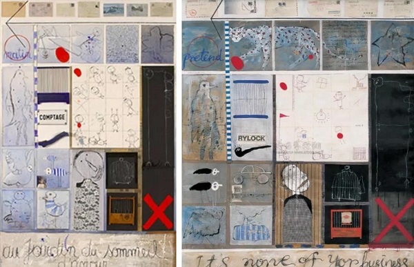 左:比利时艺术家西尔万的作品,1989右:叶永青的作品,1995